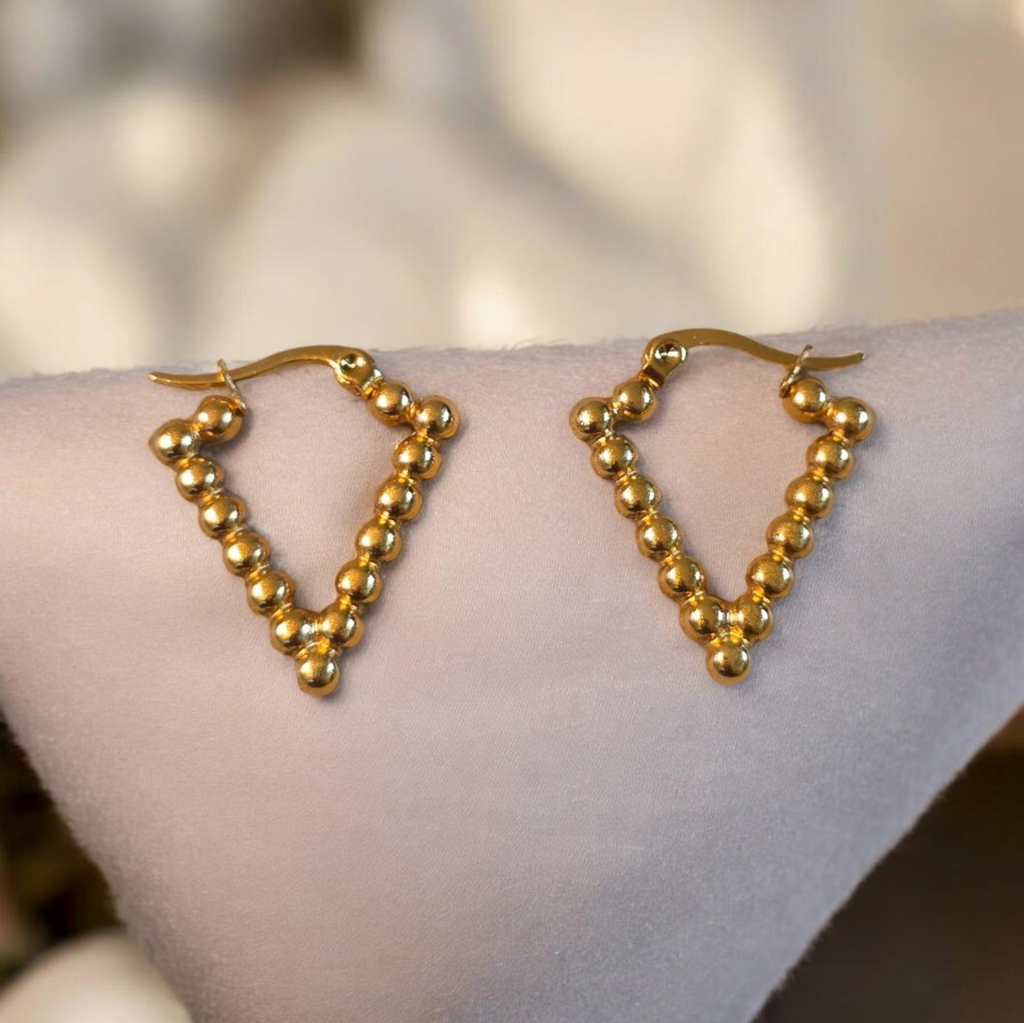 V shape gold earrings