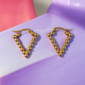 V shape gold earrings